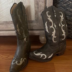 Kaylee Charcoal Tall Cowboy Boots
